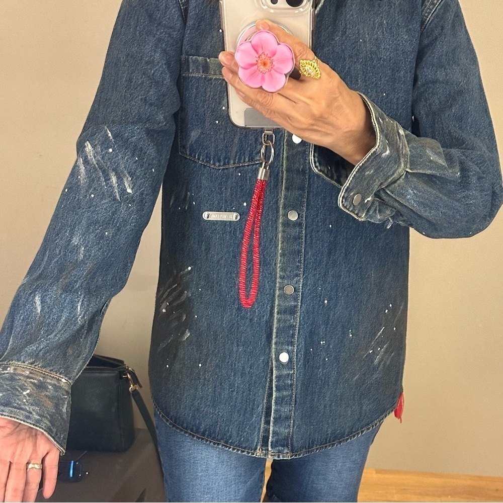 HELMUT LANG Women’s Painted Long Sleeves Denim Shirt Jacket BNWT - Picture 10 of 16
